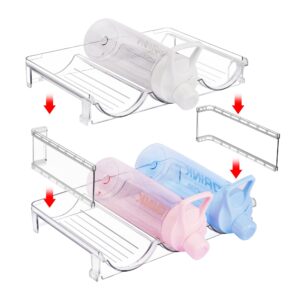 Vtopmart Stackable Water Bottle Organizer Holder, 4 Pack Clear Plastic Cup Storage Rack for Pantry Kitchen Cabinet Cupboard Countertop Organization and Storage, Hold 12 Bottles