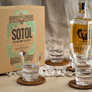 Sotol and Tequila Sipping Glasses | Tequila Glassware Collection | Set of 4 | 6 oz Professional Sippers for Drinking Joven, Reposado, Anejo Sotols | Stemless Heavy Based Liquor Snifters