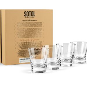 Sotol and Tequila Sipping Glasses | Tequila Glassware Collection | Set of 4 | 6 oz Professional Sippers for Drinking Joven, Reposado, Anejo Sotols | Stemless Heavy Based Liquor Snifters