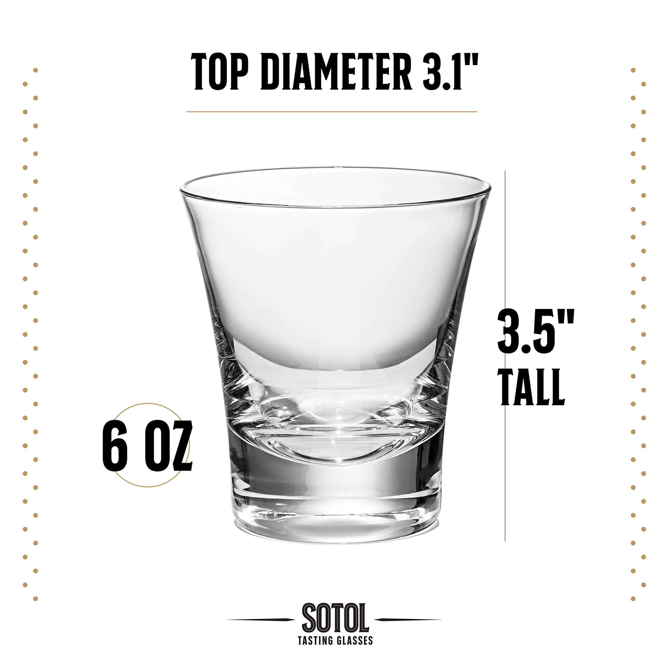 Sotol and Tequila Sipping Glasses | Tequila Glassware Collection | Set of 4 | 6 oz Professional Sippers for Drinking Joven, Reposado, Anejo Sotols | Stemless Heavy Based Liquor Snifters