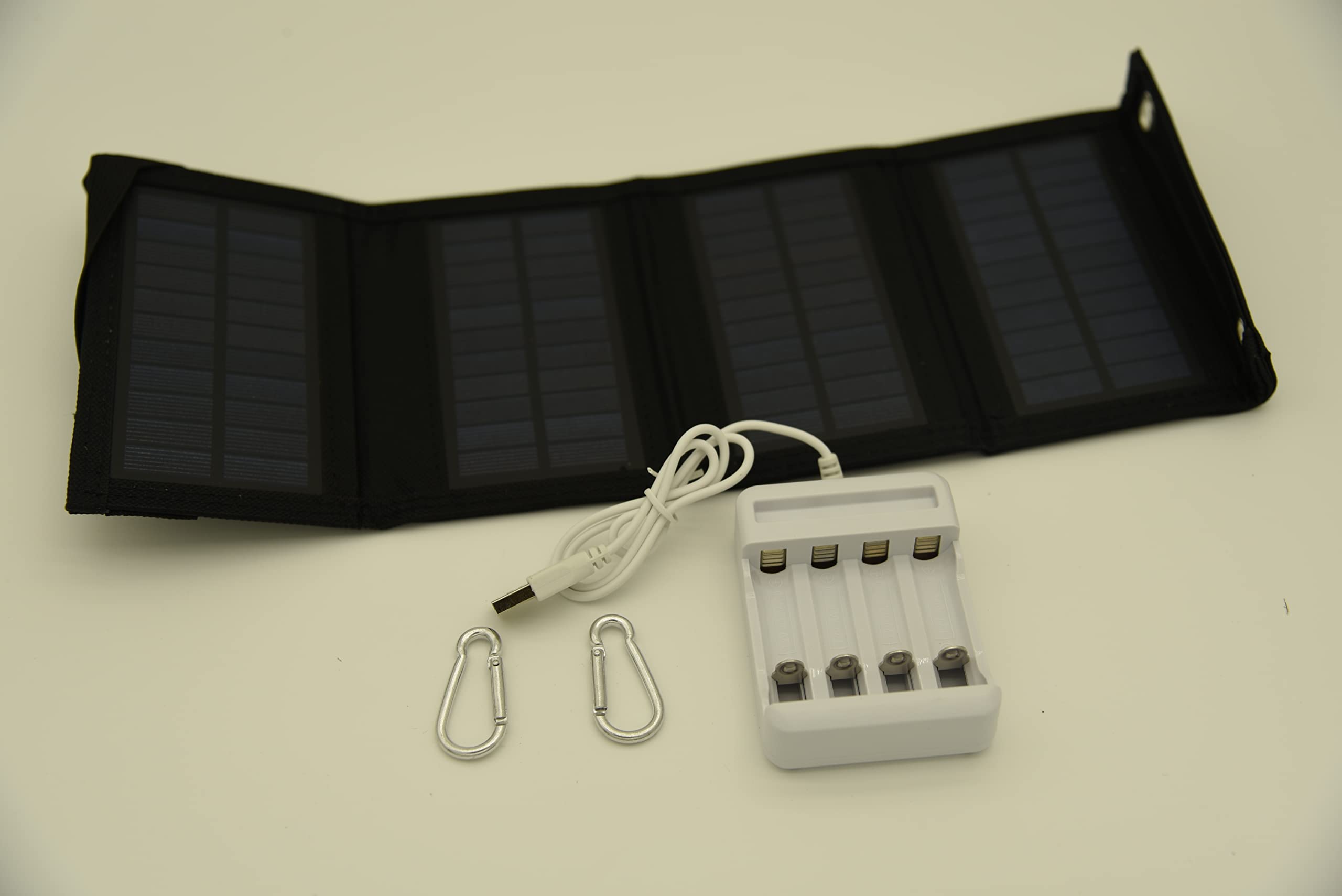 Solar AA & AAA Rechargeable Batteries Charger for 1.2V AA & AAA Ni-MH Ni-CD Batteries, with 6 Watt Solar Panel and 4-Bay USB AA & AAA Charger