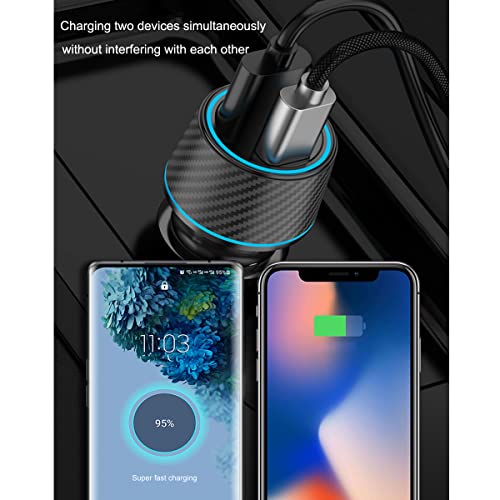 25W Super Fast Charger Type C Wall/Car Charger Combo Kit for Samsung Galaxy S24 S23 S22 S21 Ultra Plus A53 A52 A14 A15 A25 A42 A32 Xcover 7 6 iPhone 15 Pro Max Pixel 8 7 6a Moto LG 2pack USB C Cable