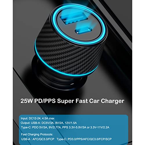 25W Super Fast Charger Type C Wall/Car Charger Combo Kit for Samsung Galaxy S24 S23 S22 S21 Ultra Plus A53 A52 A14 A15 A25 A42 A32 Xcover 7 6 iPhone 15 Pro Max Pixel 8 7 6a Moto LG 2pack USB C Cable