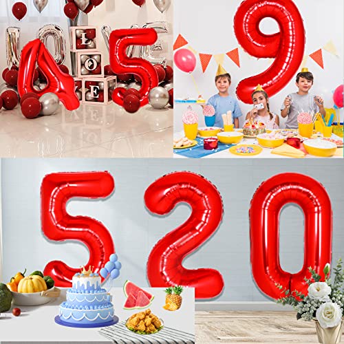 40 Inch Giant Red Number 4 Balloon, Helium Mylar Foil Number Balloons for Birthday Party, 4th Birthday Decorations for Kids, Anniversary Party Decorations Supplies (Red Number 4)