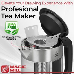 Magic Mill Pro Electric Kettle with tea Infuser and Temperature Control - Keep Warm Function, Rapid Boil, Automatic Safety Shut Off, BPA Free, No Plastic on Water, British Patent Technology,Large 1.7L