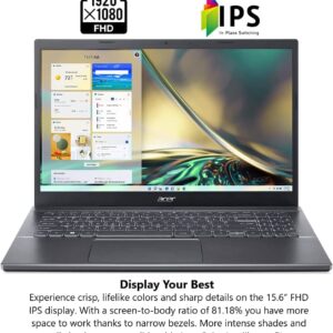 acer 2024 Aspire 5 15.6" FHD IPS Laptop PC 10-Core 12th Intel Core i5-1235U Iris Xe Graphics 16GB DDR4 256GB NVMe SSD WiFi AX RJ-45 BT HDMI Webcam Thunderbolt 4 Backlit KB Windows 11 Pro w/RE USB