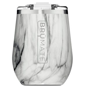 BrüMate Uncork'd XL MÜV - 100% Leak-Proof 14oz Insulated Wine Tumbler with Lid - Vacuum Insulated Stainless Steel Wine Glass - Perfect For Travel & Outdoors (Carrara)