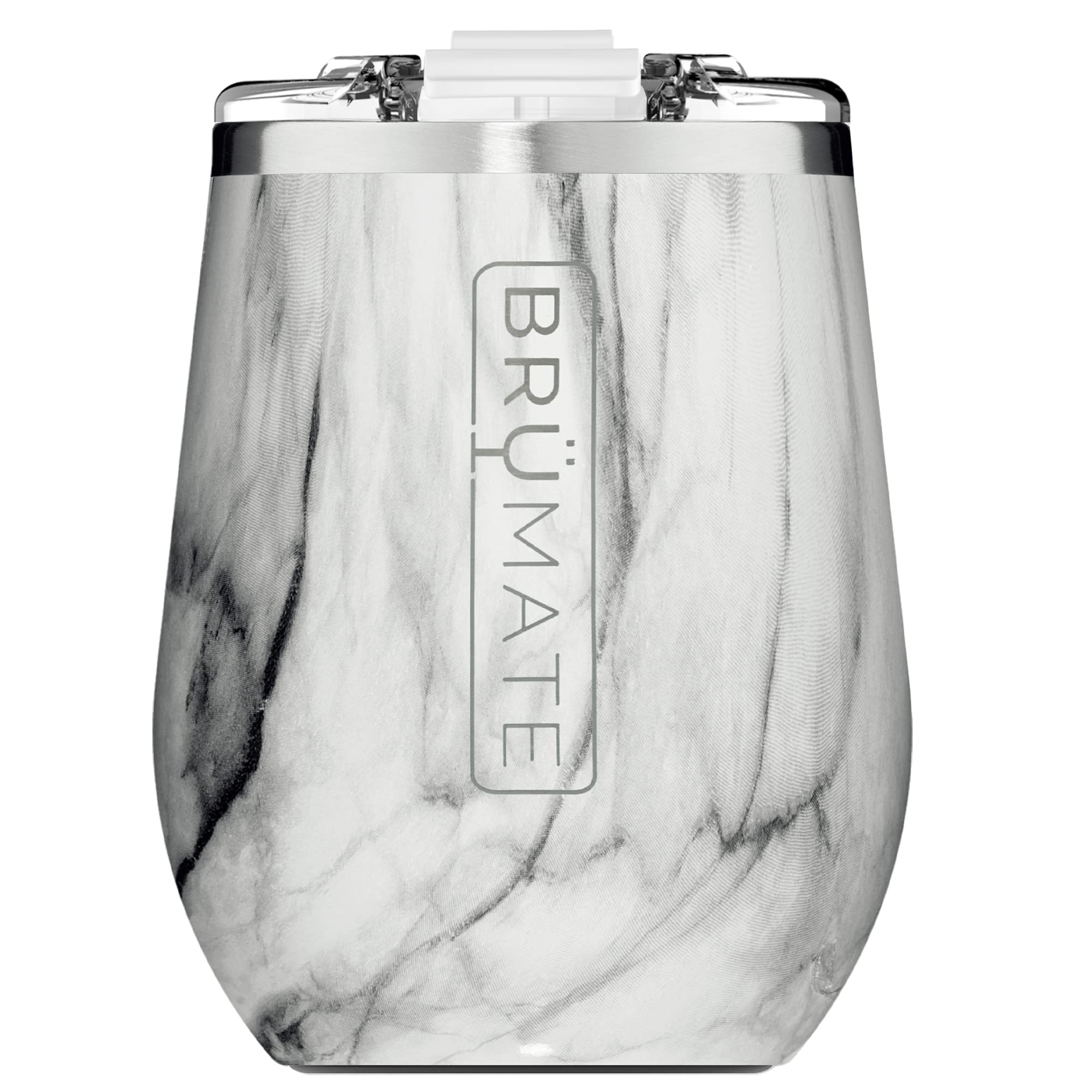 BrüMate Uncork'd XL MÜV - 100% Leak-Proof 14oz Insulated Wine Tumbler with Lid - Vacuum Insulated Stainless Steel Wine Glass - Perfect For Travel & Outdoors (Carrara)