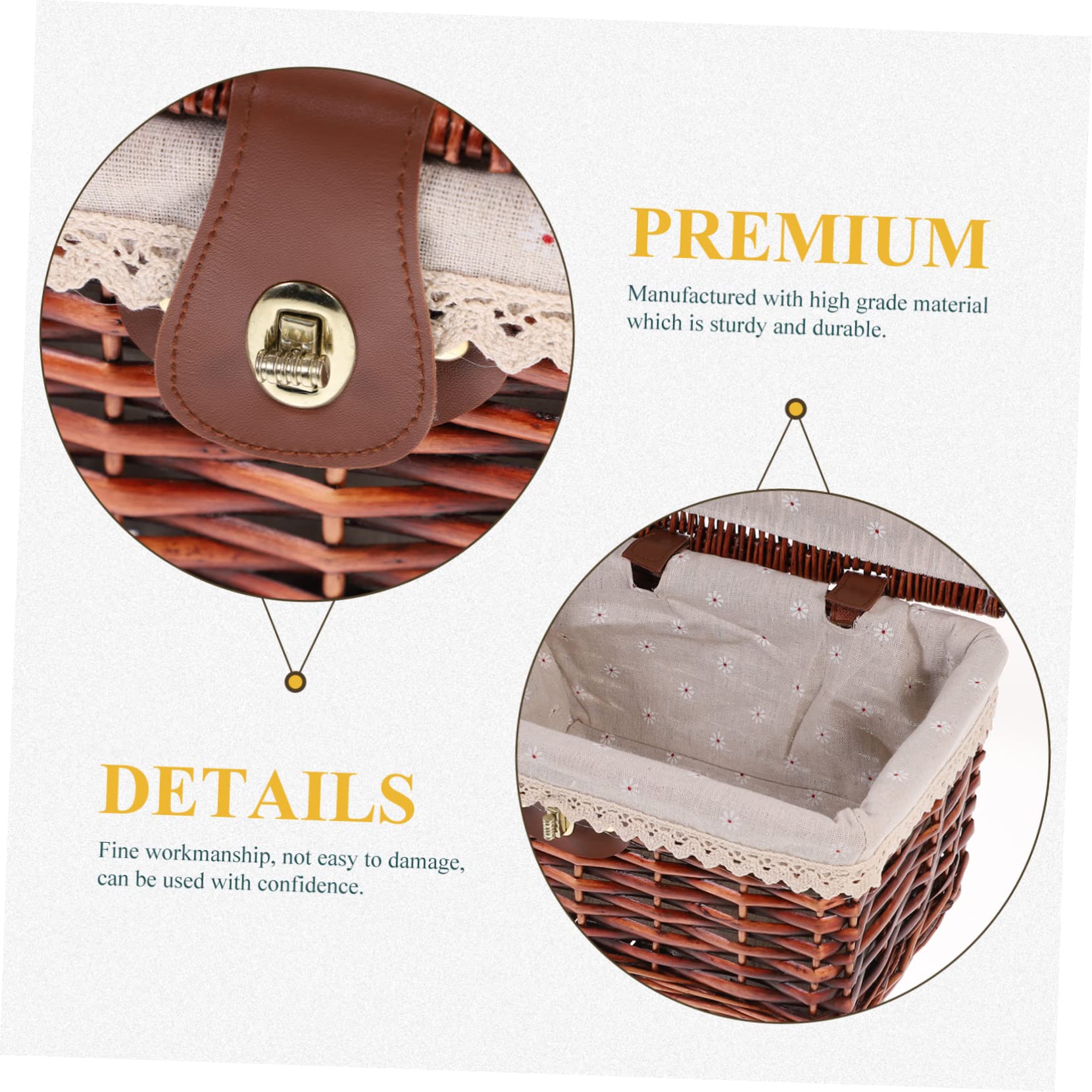 Zerodeko Brown Laundry Storage Basket with Lid, Durable Wicker Basket, Rectangular Storage Bin for Entryway, Shelf, Home Organization