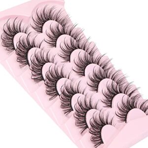 Wispy Mink Lashes Natural Eyelashes Spikes Lash Extensions Look Fluffy False Eyelashes 18mm Long Strip Lashes Cat Eye Eyelashes Fairy Look 7 Pairs Multipack by Geeneiya