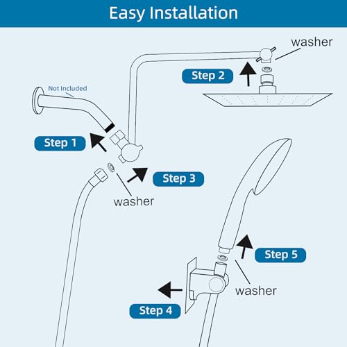 Hygie Rinse Rain Shower Head with Handheld Head High Pressure 10" Rainfall Showerhead+7-Spray Handheld Head Combo, 11" Shower Extension Arm, 71" Hose, 3 Settings Diverter, Oil Rubbed Bronze