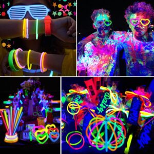 209 Pack Glow Party Supplies Glow Sticks Party Pack Glow Themed Party Hanging Decorations Birthday Party Decoration Tablecloth, Balloons, Sticks, Tassels, Glasses, Headband for Neon Party Decorations