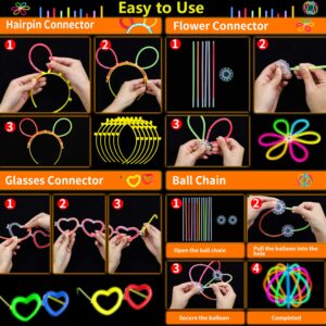 209 Pack Glow Party Supplies Glow Sticks Party Pack Glow Themed Party Hanging Decorations Birthday Party Decoration Tablecloth, Balloons, Sticks, Tassels, Glasses, Headband for Neon Party Decorations