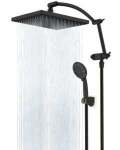 hibbent thickness 10'' rain shower head, high pressure handheld spray, showerhead combo with 16'' adjustable arc shower extension arm, 7 settings, 71'' hose, adhesive shower holder, oil-rubbed bronze