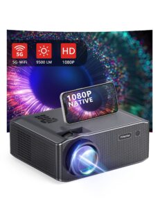 mitechpro 4k projector, 600 ansi portable movie projector with 5g wifi bluetooth, 4k support zoom function and timer shutdown, outdoor for hdmi/usb/laptop/ios & android phone, black