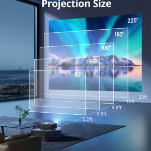 MiTechPro 4K Projector, 600 ANSI Portable Movie Projector with 5G WiFi Bluetooth, 4K Support Zoom Function and Timer Shutdown, Outdoor for HDMI/USB/Laptop/iOS & Android Phone, Black
