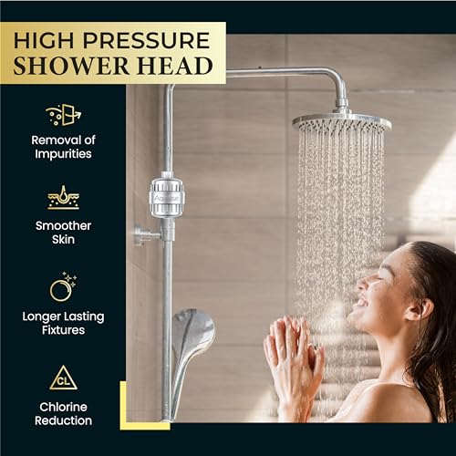 20-Stage Shower Head Filter by AQUALISE - Hard Water Replacement Cartridge - High Output - Removes Chlorine Fluoride Heavy Metals Iron & Other Sediments - Showerhead Purifier