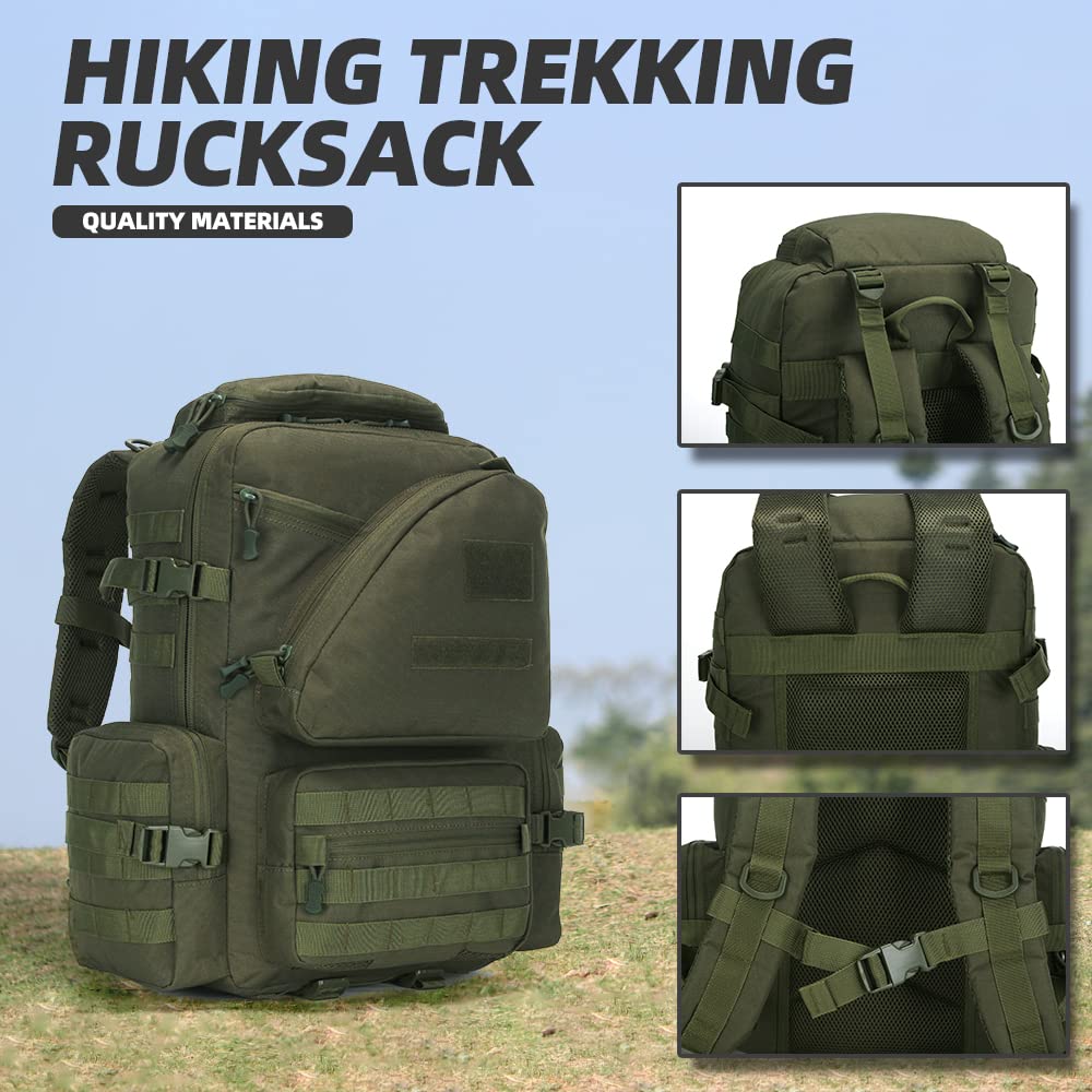 Lovelinks21 Hiking Trekking Rucksack Military Hiking Backpack 3 Day Molle Assault Pack Waterproof EDC Bag for Outdoor