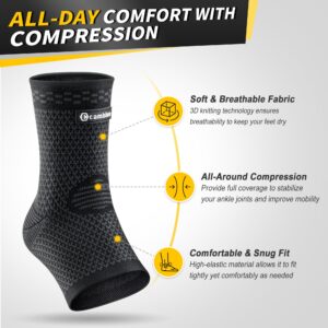 CAMBIVO Ankle Brace for Women & Men(Pair), Compression Ankle Support for Sprain & Strain, Achilles Tendonitis, Plantar Fasciitis & Recovery, Ankle Sleeve for Basketball, Football, Daily Use(Medium)