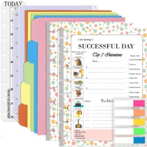 rancco discbound junior daily planner refills, 180 pages 8 disc punched half letter paper inserts w/index tabs, binder dividers, loose-leaf bag, ruler for circa, arc, tul, happy planner, 5.5x8.5"