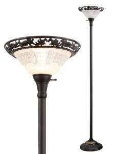 luvkczc victorian floor lamp, 70" elegant standing lamp with etched glass shade, metal body & heavy base, vintage tall corner lamp for bedroom, living room, den, office. no bulbs (1 head)
