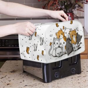 Bulopur Cartoon Cute Cats Printed 2 Slice Toaster Cover Toaster Storage Bag Microwave Toaster Oven Cover, Stain Resistant, Washable & Waterproof