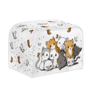 Bulopur Cartoon Cute Cats Printed 2 Slice Toaster Cover Toaster Storage Bag Microwave Toaster Oven Cover, Stain Resistant, Washable & Waterproof