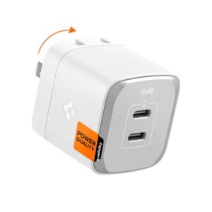 Spigen GaN III 352 35W 2 Ports Compact Foldable Dual USB C Wall Charger PD PPS Fast Charging Block Adapter for iPhone 15 Plus Pro Max 14 13 12 Mini iPad Air AirPods Galaxy S24 S23 S22 S21 Pixel 8 Fold