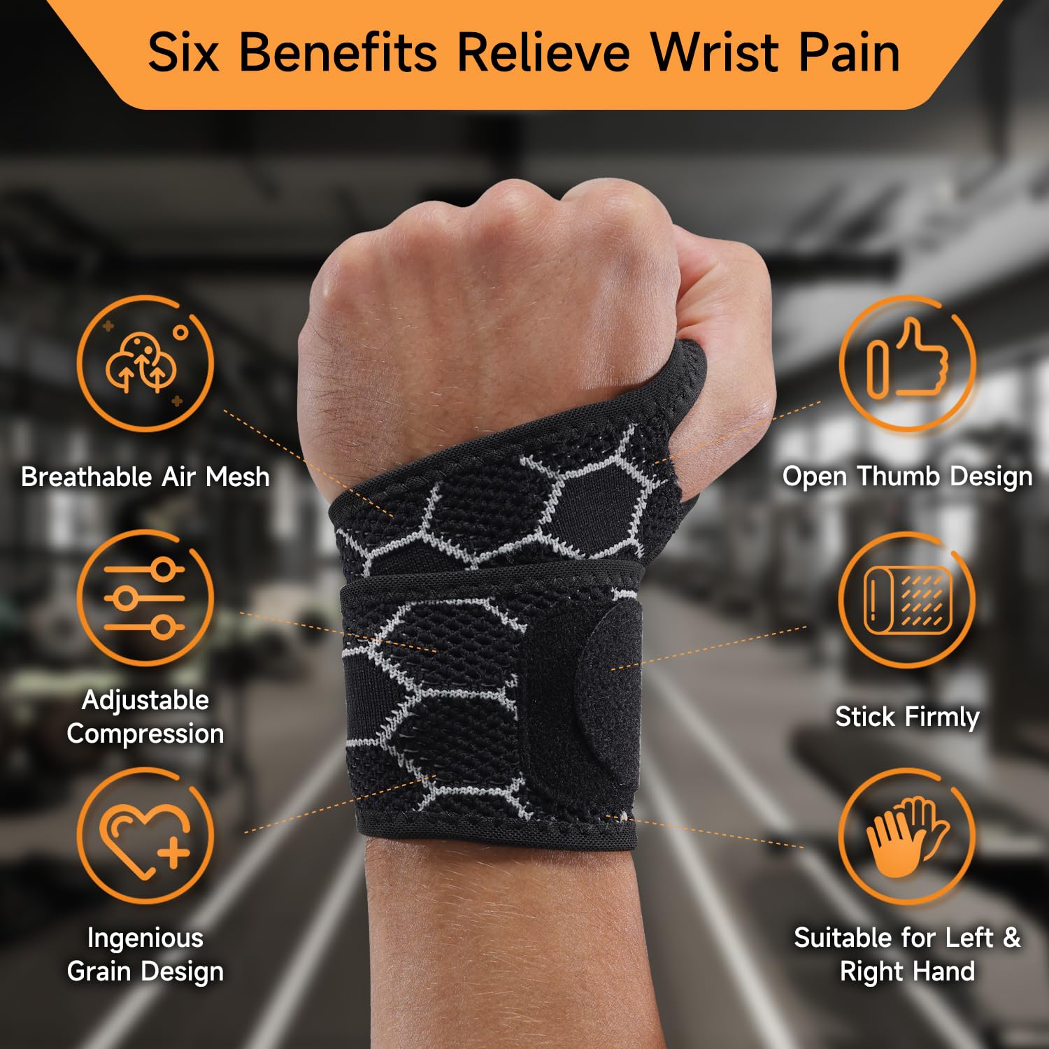 Domaste Sport Slim Wrist Wrap - Wrist Brace for Carpal Tunnel Relief Light Support, Neoprene-Free Compression Wrist Support for Workout, Adjustable Wrist Guards Fit Right Left Hand(Black, Pack of 1)