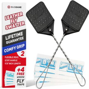 leather fly swatter manual 2pk with 4 window fly traps. extremely heavy duty fly swatter heavy duty flyswatter swatter fly swatters multi pack. fly swater fly swat. fly swatter for indoors outdoors
