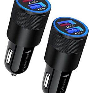 30w Car Charger, Quick Charge 3.0 Cigarette Lighter Adapter, 2 Port Fast Charging Car Plug for iPhone 15 Pro Max 14 13 12 XR X, Galaxy S24 Ultra S23 FE A25 A13 A24, USB Auto Cargador Carro for Travel