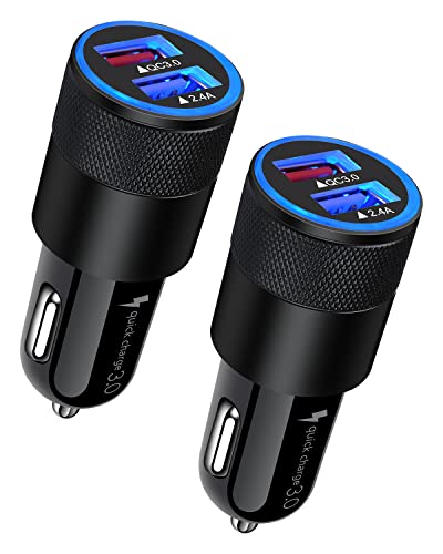 30w Car Charger, Quick Charge 3.0 Cigarette Lighter Adapter, 2 Port Fast Charging Car Plug for iPhone 15 Pro Max 14 13 12 XR X, Galaxy S24 Ultra S23 FE A25 A13 A24, USB Auto Cargador Carro for Travel