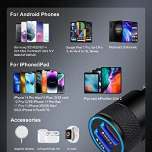 30w Car Charger, Quick Charge 3.0 Cigarette Lighter Adapter, 2 Port Fast Charging Car Plug for iPhone 15 Pro Max 14 13 12 XR X, Galaxy S24 Ultra S23 FE A25 A13 A24, USB Auto Cargador Carro for Travel