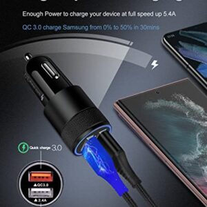 30w Car Charger, Quick Charge 3.0 Cigarette Lighter Adapter, 2 Port Fast Charging Car Plug for iPhone 15 Pro Max 14 13 12 XR X, Galaxy S24 Ultra S23 FE A25 A13 A24, USB Auto Cargador Carro for Travel