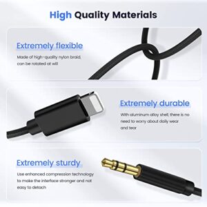 [Apple MFi Certified] Aux Cord for iPhone, Lightning to 3.5mm Aux Stereo Audio Cable Adapter Compatible with iPhone 13/12/11/XS/XR/X/8/7/All iOS for Car Home Stereo, Speaker, Headphone-3.3ft (Black)