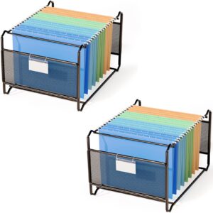 mesh hanging file organizer,torolle letter-size file folder holder crate frame -2 pack, black