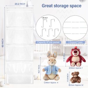 Woodoulogy Hanging Stuffed Animal Storage, Over Door Large Plush Toy Organizer with Metal Hook, Baby Accessory Holder Idea for Nursery, Doll & Bear Mesh Hammock Bag for Girl Boy Kid Room