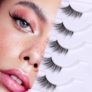 half lashes lashes natural look wispy 3/4 false eyelashes fluffy clear band false cat eye lashes that look like extensions soft handmade reusable lashes pack