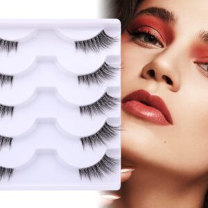 Half Lashes Lashes Natural Look Wispy 3/4 False Eyelashes Fluffy Clear Band False Cat Eye Lashes that Look Like Extensions Soft Handmade Reusable Lashes Pack
