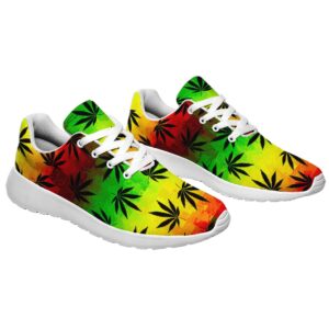 Marijuana Leaf Shoes - Rasta Ganja Men Women Lightweight Breathable Weed 420 Running Sneakers, Sport Athletic Tennis Cannabis Shoes, Stoner Gift White Size 11