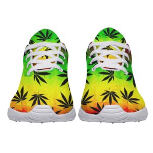 Marijuana Leaf Shoes - Rasta Ganja Men Women Lightweight Breathable Weed 420 Running Sneakers, Sport Athletic Tennis Cannabis Shoes, Stoner Gift White Size 11