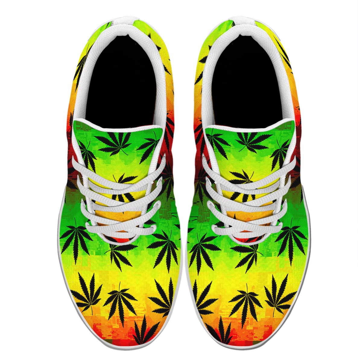 Marijuana Leaf Shoes - Rasta Ganja Men Women Lightweight Breathable Weed 420 Running Sneakers, Sport Athletic Tennis Cannabis Shoes, Stoner Gift White Size 11