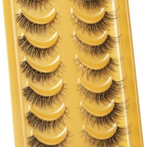 False Eyelashes Natural Wispy Lashes Cat Eye zanlufly Clear Band 3D Lashes that Look Like Extensions Soft Handmade Fake Eyelashes Lashes Pack