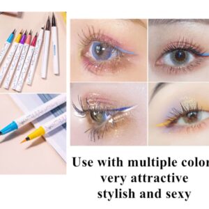 ICATHUNY Liquid Eyeliner Durable Long-lasting Colored Eyeliner,Highly Pigmented, No Smudging,Waterproof High-pigmented Colorful Eyeliners for Eye Makeup for Women and Girl (White)