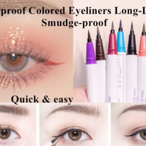 ICATHUNY Liquid Eyeliner Durable Long-lasting Colored Eyeliner,Highly Pigmented, No Smudging,Waterproof High-pigmented Colorful Eyeliners for Eye Makeup for Women and Girl (White)