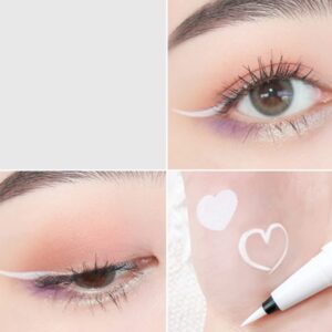 ICATHUNY Liquid Eyeliner Durable Long-lasting Colored Eyeliner,Highly Pigmented, No Smudging,Waterproof High-pigmented Colorful Eyeliners for Eye Makeup for Women and Girl (White)