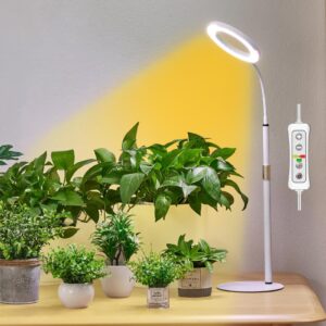 yadoker plant grow light for indoor plant,desk led grow light,height adjustable,automatic timer with 8/12/16 hours,10-level brightness,ideal for small plant grow