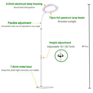 yadoker Plant Grow Light for Indoor Plant,Desk LED Grow Light,Height Adjustable,Automatic Timer with 8/12/16 Hours,10-Level Brightness,Ideal for Small Plant Grow