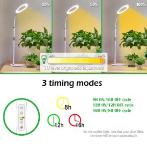 yadoker Plant Grow Light for Indoor Plant,Desk LED Grow Light,Height Adjustable,Automatic Timer with 8/12/16 Hours,10-Level Brightness,Ideal for Small Plant Grow