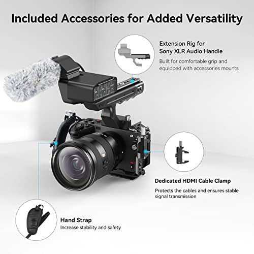 SmallRig Handheld Cage Kit for Sony FX30 FX3 with XLR Handle Extension Rig, Wrist Strap and Clamp for HDMI Cable - 4184